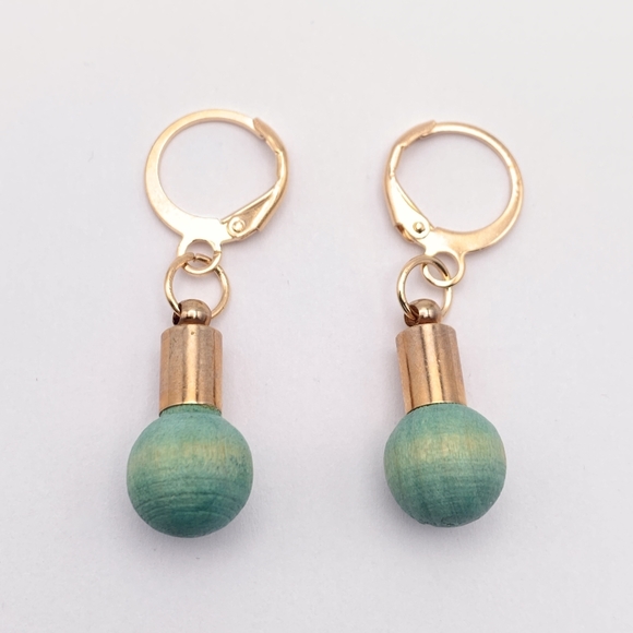 Wooden Green Charm Earrings - Picture 3 of 5